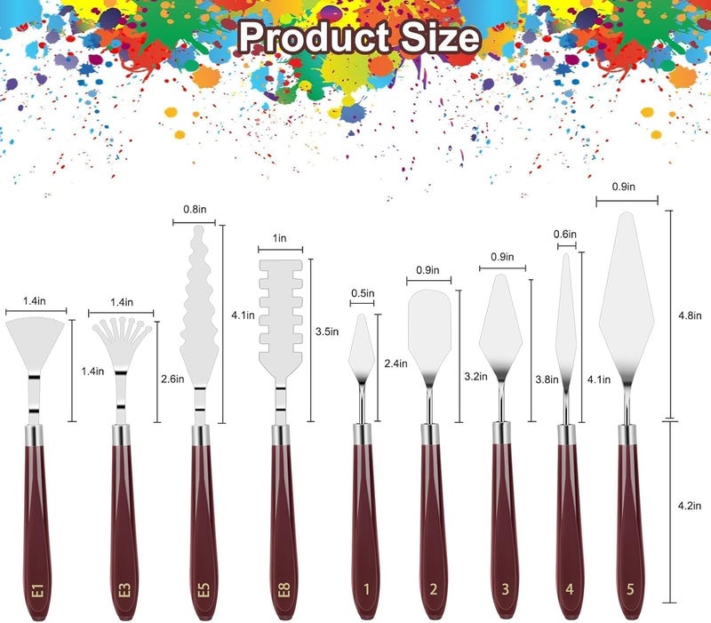 EEEKit 15 PCS Palette Knife Set, Stainless Steel Spatula Palette Knives with Art Paint Scrapers Kit, Oil Painting Spatula for Watercolor, Acrylic Painting - Image 5